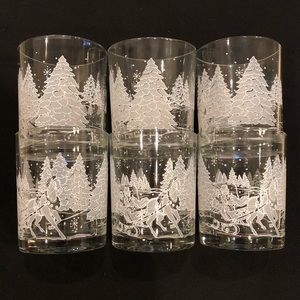 Set of 6 Vintage Whiskey Tumblers - “Through the Woods”